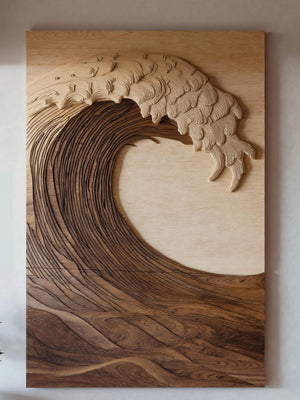 Vertical Sculptural Wave Wall Art For Living Room