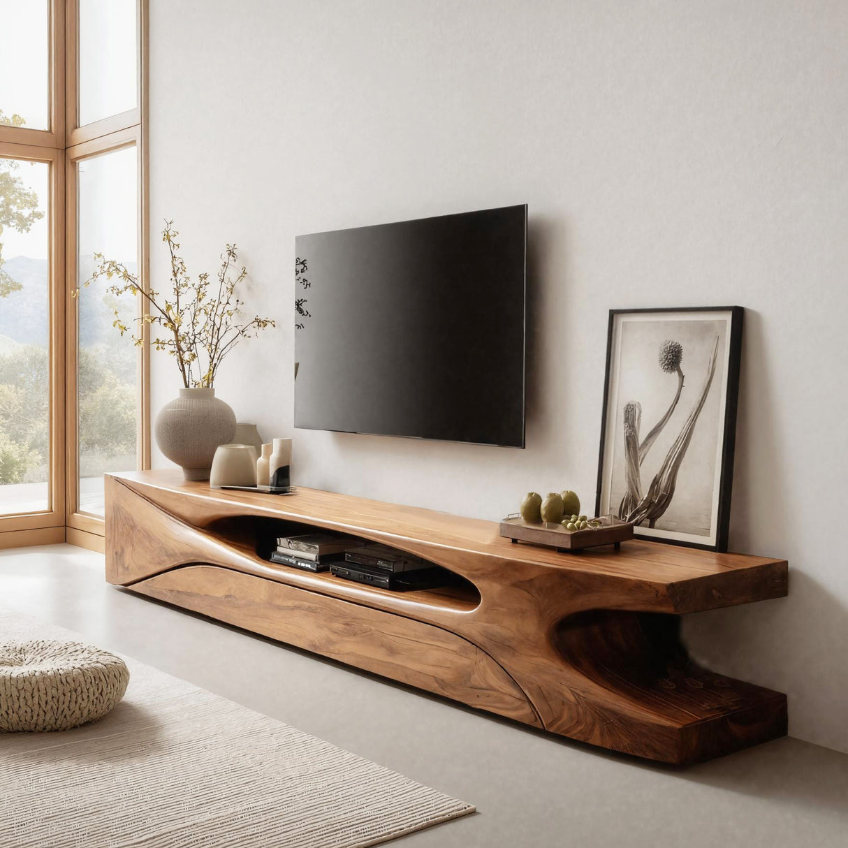 Modern Live Edge TV Console For Living Room