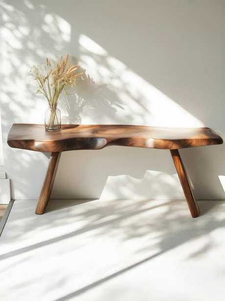 Organic Live Edge Bench For Entryway Or Hallway