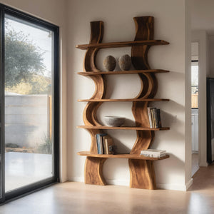Organic Carved Shelf Storage Display For Home Office
