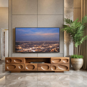 Handcrafted TV Cabinet With Sculpted Drawers For Living Room