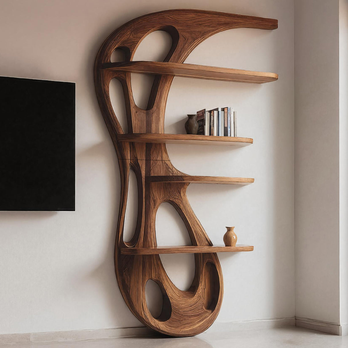 Modern Organic Bookshelf For Living Room Interior Decor