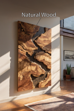 Mid Century Solid Wood Wall Sculpture For Living Room