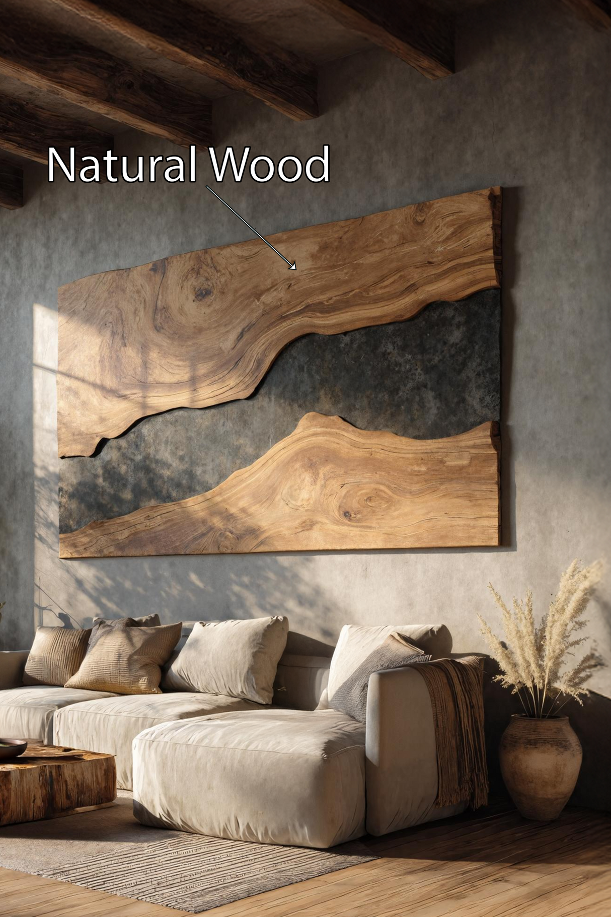 Mid Century Rectangular Wooden Wall Art For Living Room