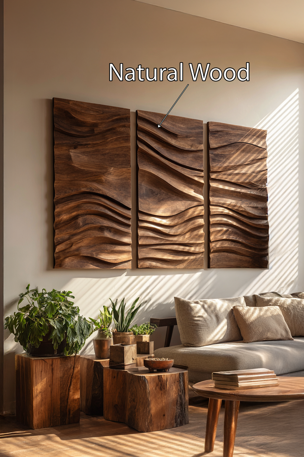 Mid Century Wooden Wall Sculpture For Entryway Decor