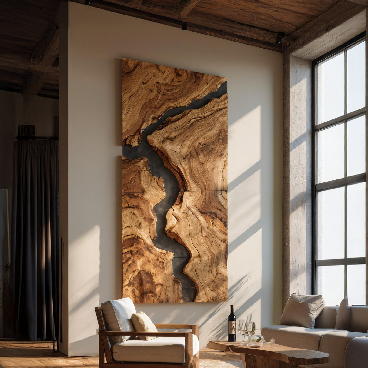 Mid Century Wooden Wall Art Sculpture For Entryway