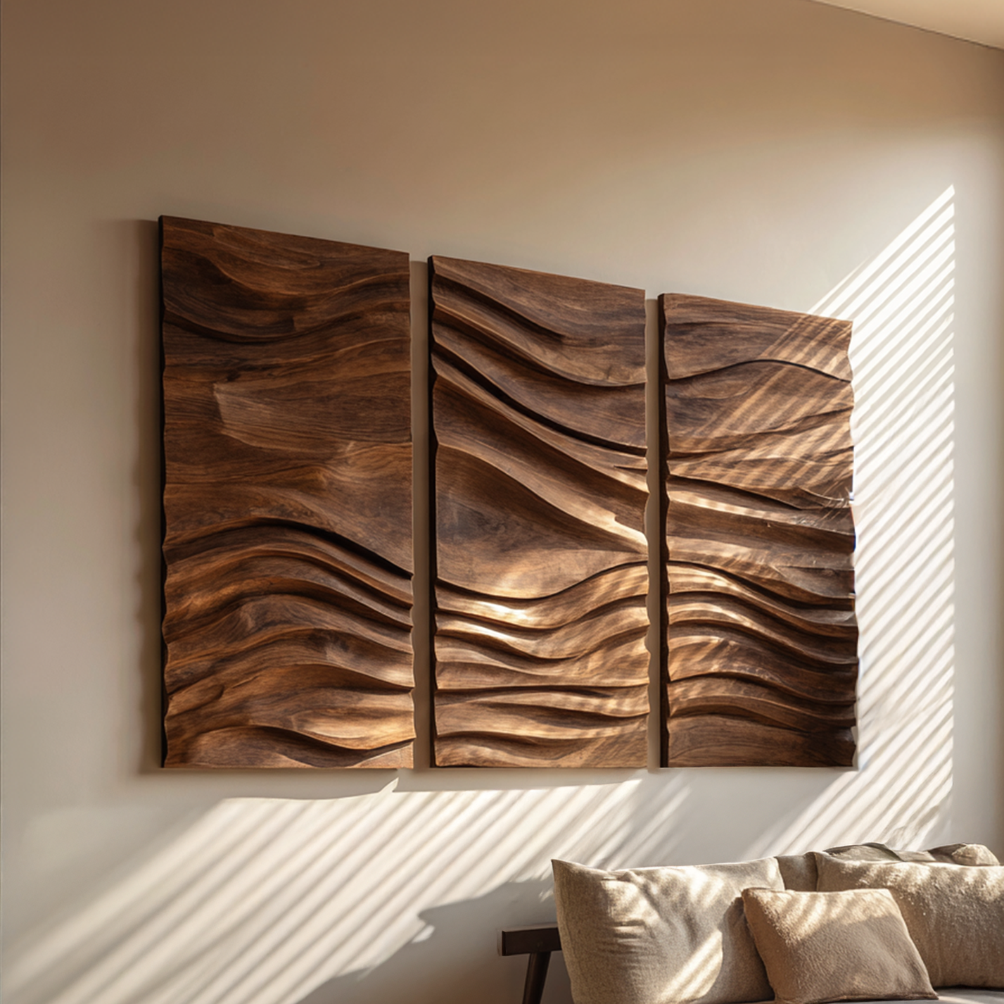 Mid Century Wooden Wall Sculpture For Entryway Decor