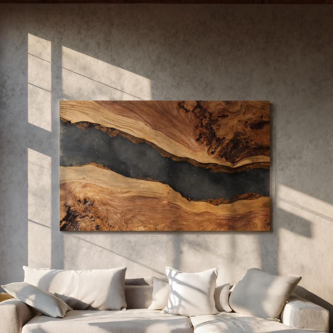 Modern Wooden Rectangle Wall Sculpture For Living Room