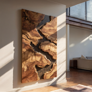 Mid Century Solid Wood Wall Sculpture For Living Room