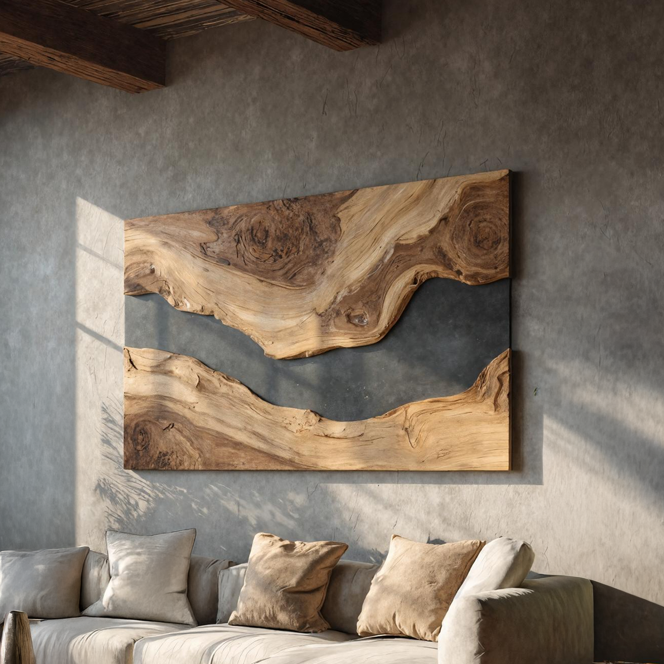 Modern Wooden Wall Art Sculpture For Bedroom Design