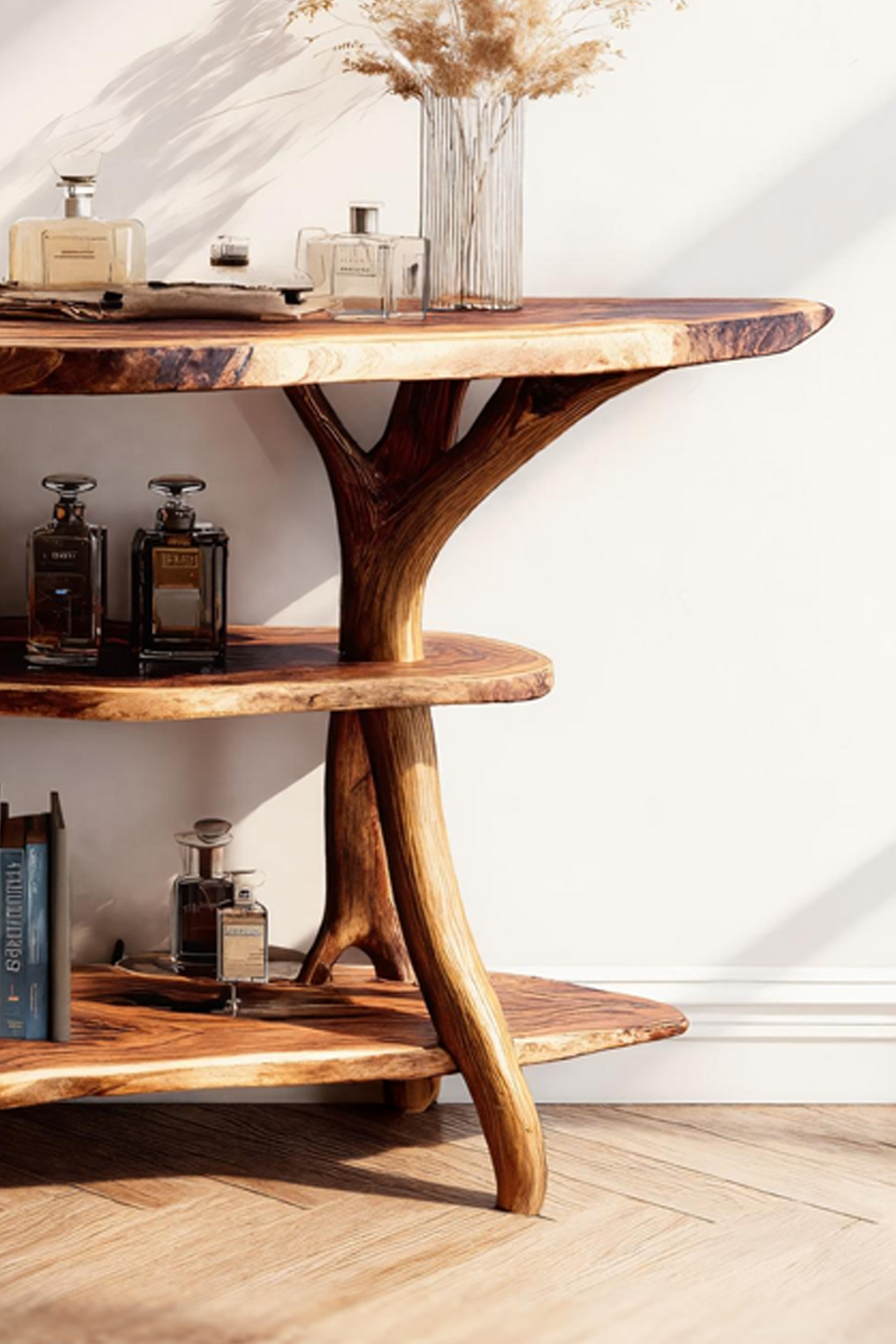 Handcrafted Wooden Live Edge Console Table For Stylish Entryway Furniture