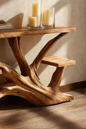 Handcrafted Wooden Live Edge Console Table For Elegant Furniture Decor