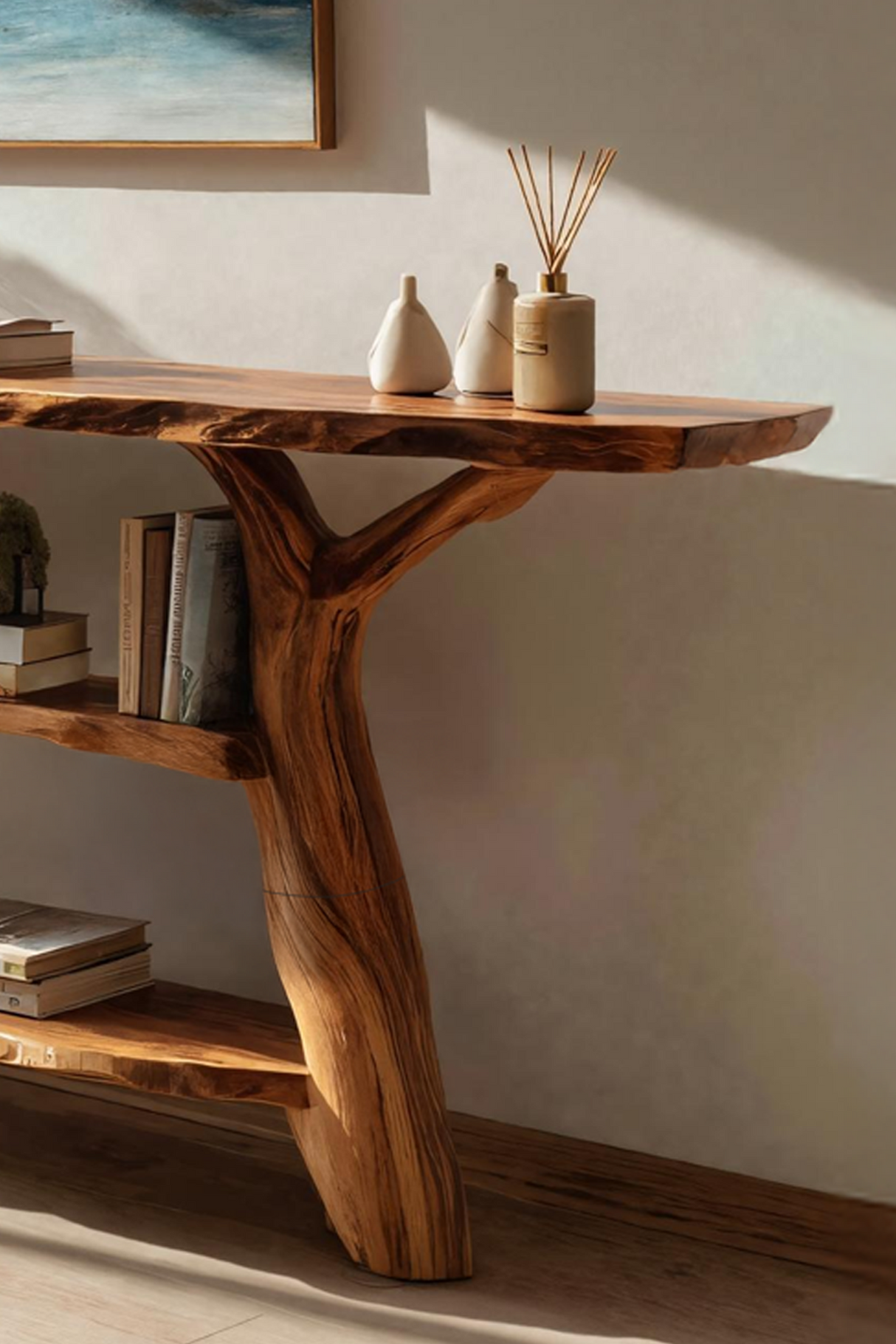 Handcrafted Live Edge Entryway Table For Modern Bedroom Home Design