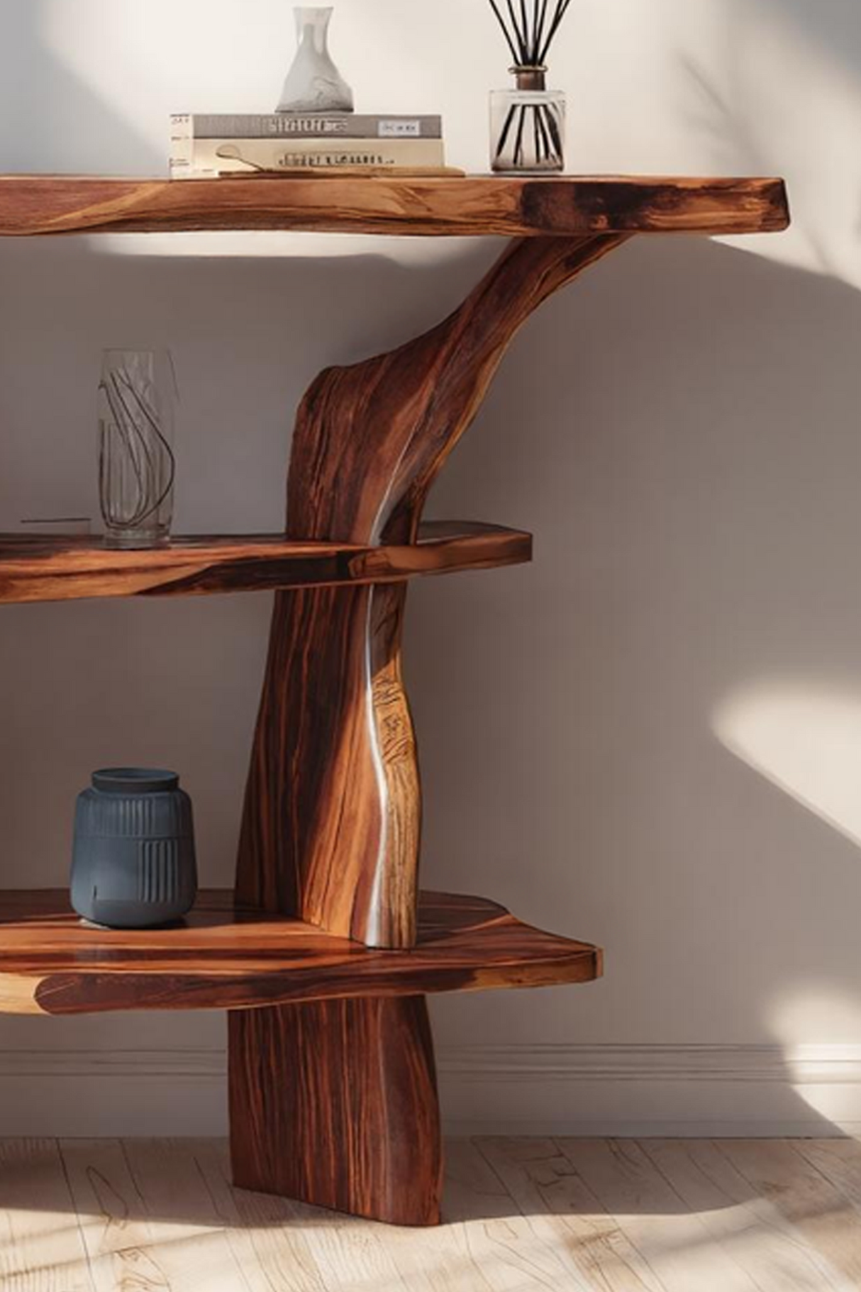 Handcrafted Solid Wood Console Table For Rustic Entryway Interior Style