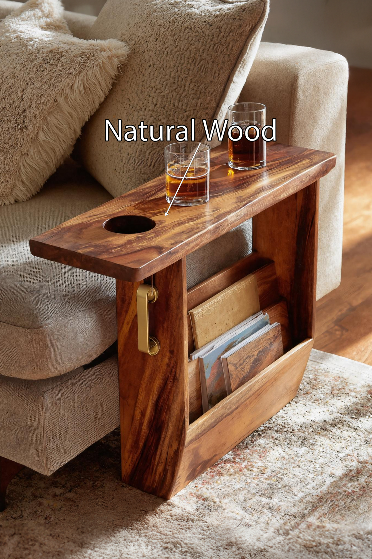 Mid Century Solid Wood Armrest For Furniture Decor