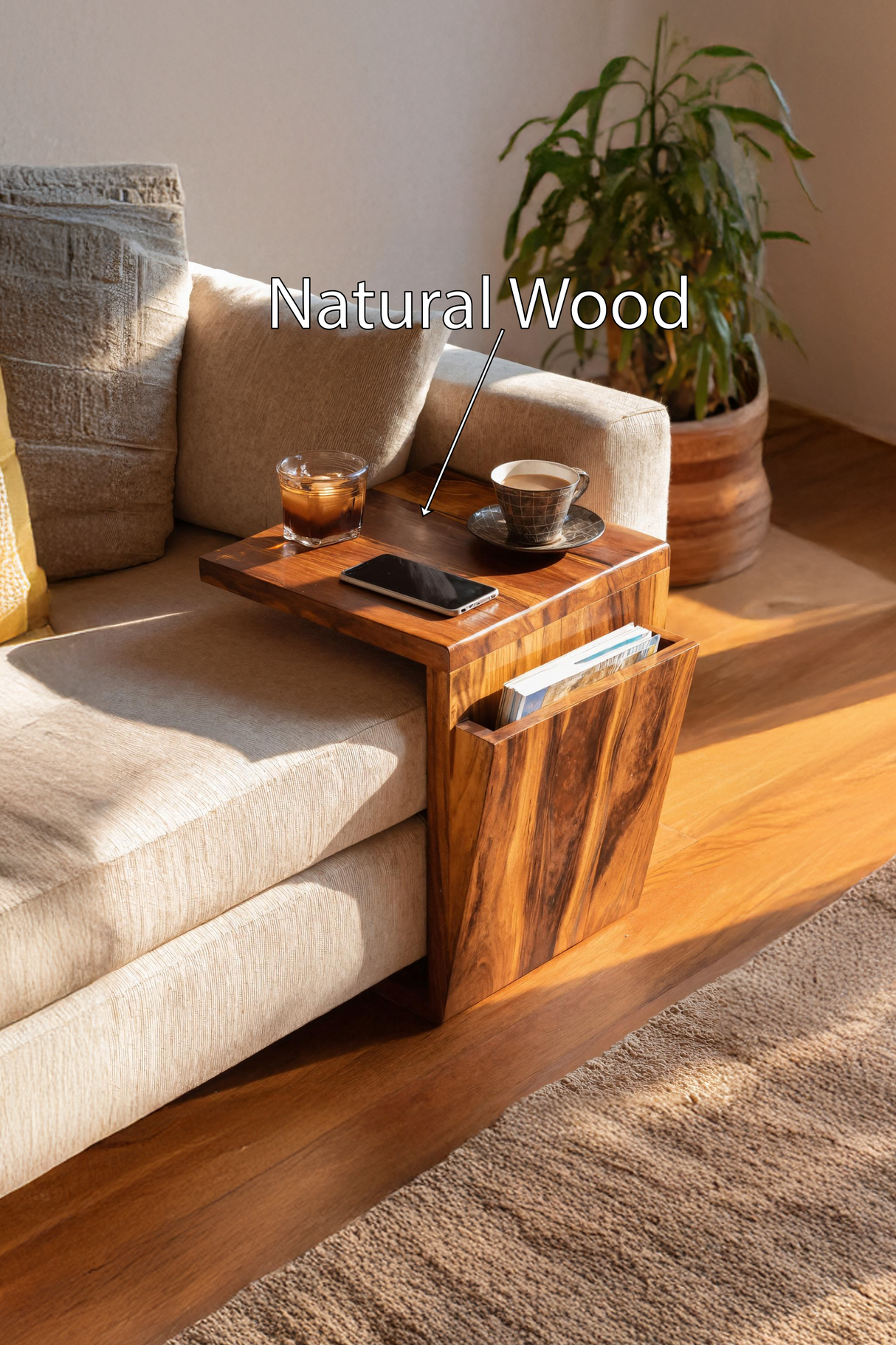 Handcrafted Live Edge Armrest For Unique Sofa Style