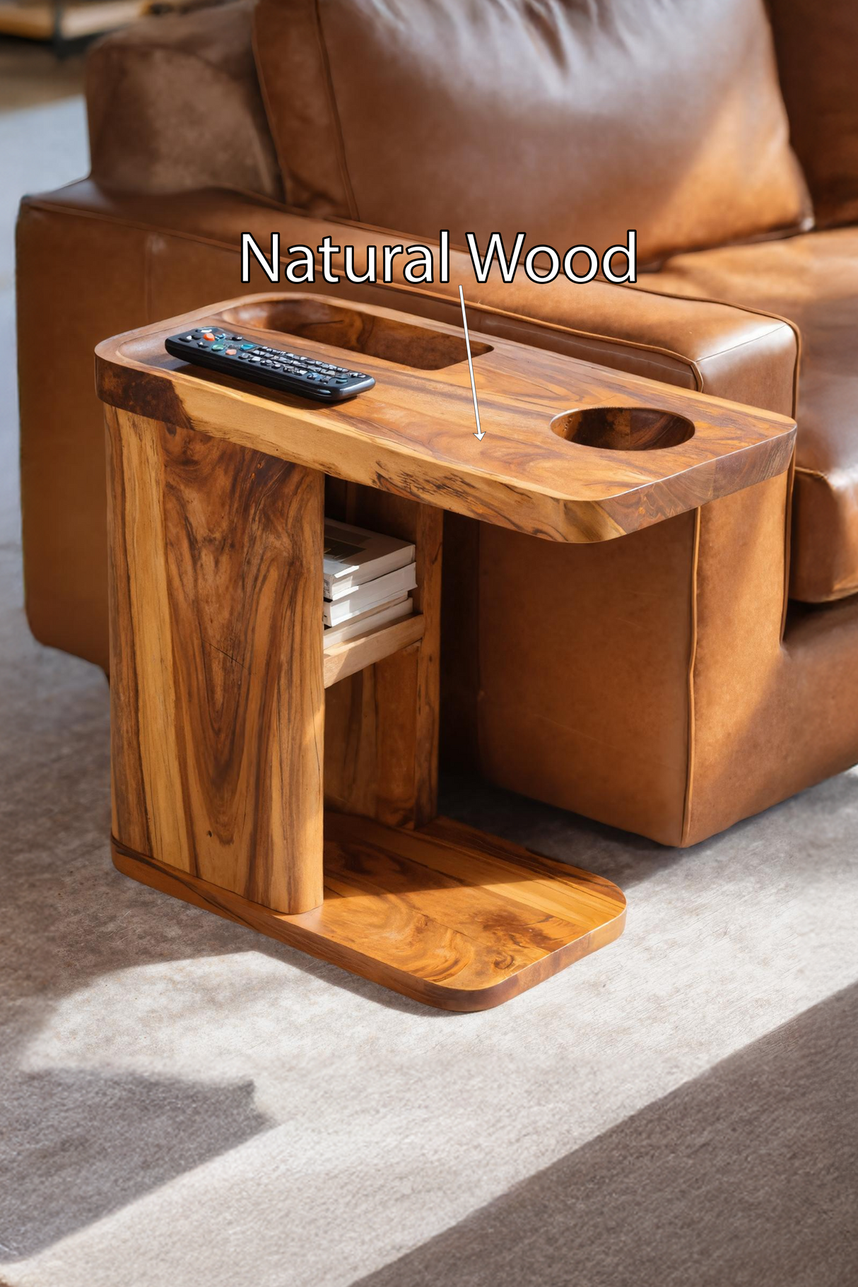 Mid Century Live Edge Side Table For Living Room Decor