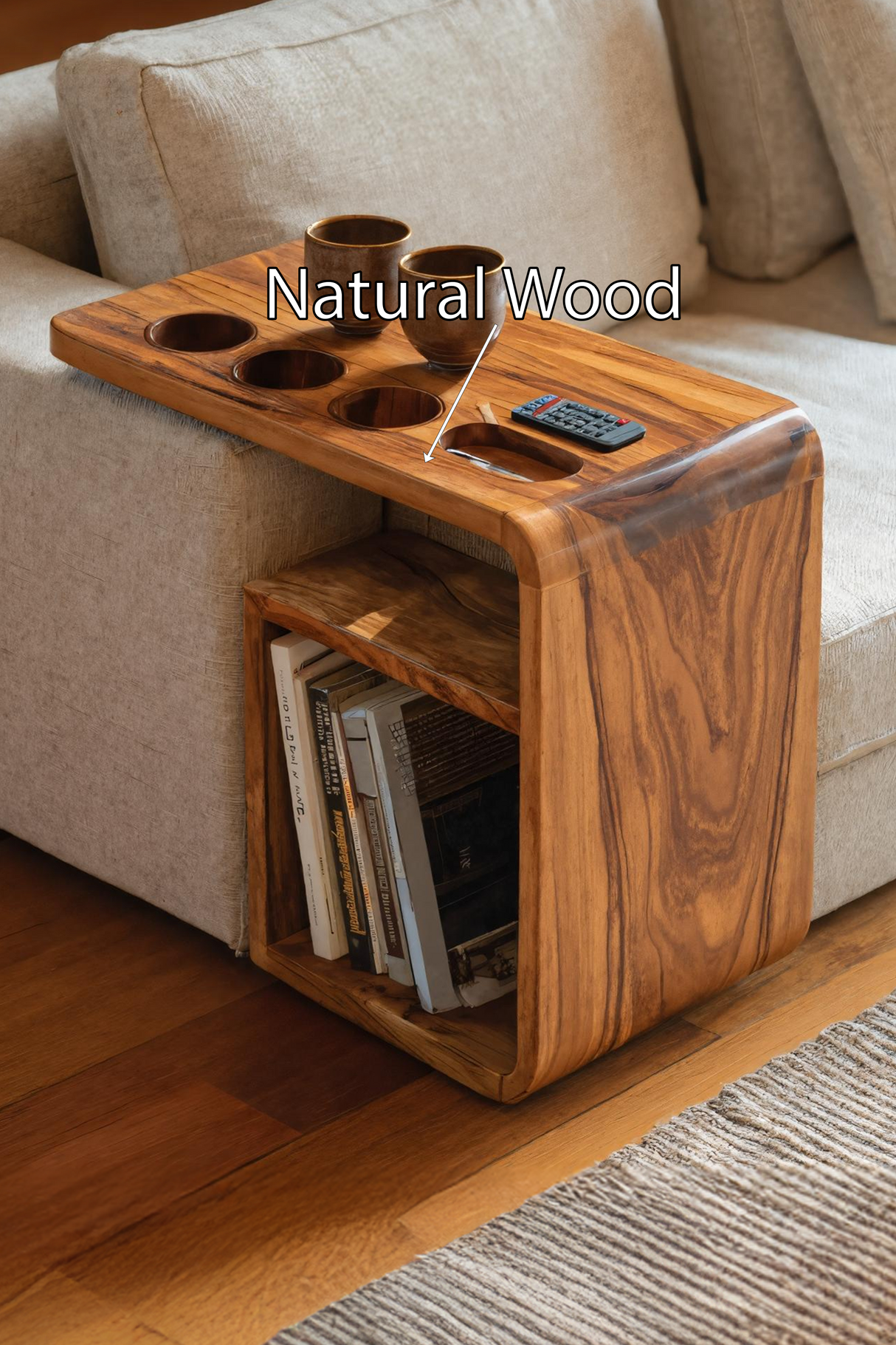 Mid Century Wooden Armrest For Living Room Design