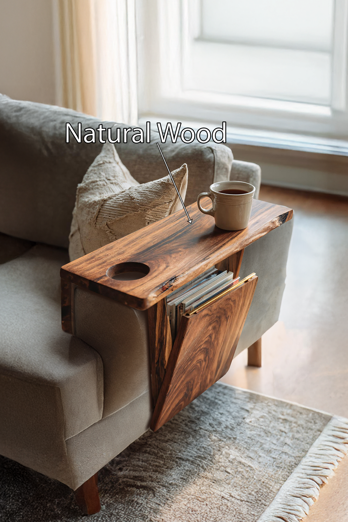 Farmhouse Wooden Armrest For Rustic Sofa Furniture