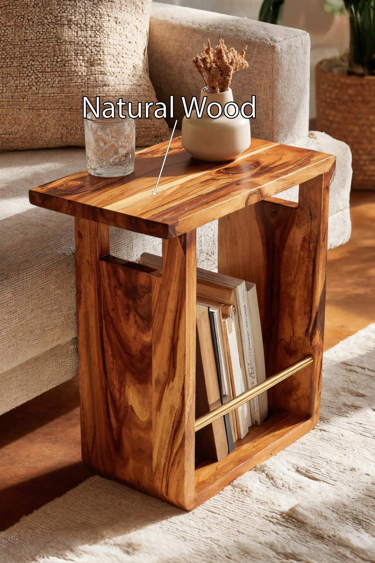 Modern Solid Wood Side Table For Living Room Setup