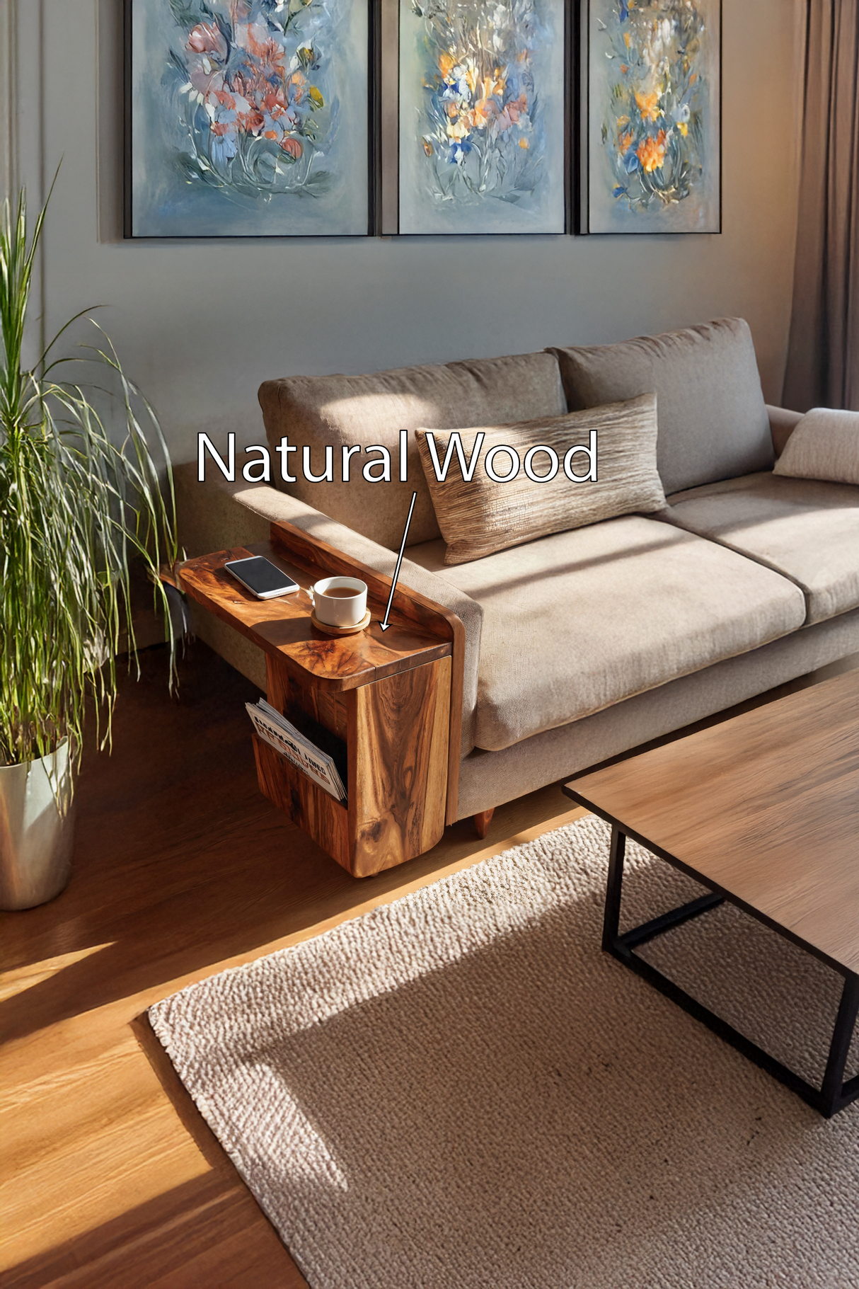 Handcrafted Solid Wood Side Table For Furniture Decor