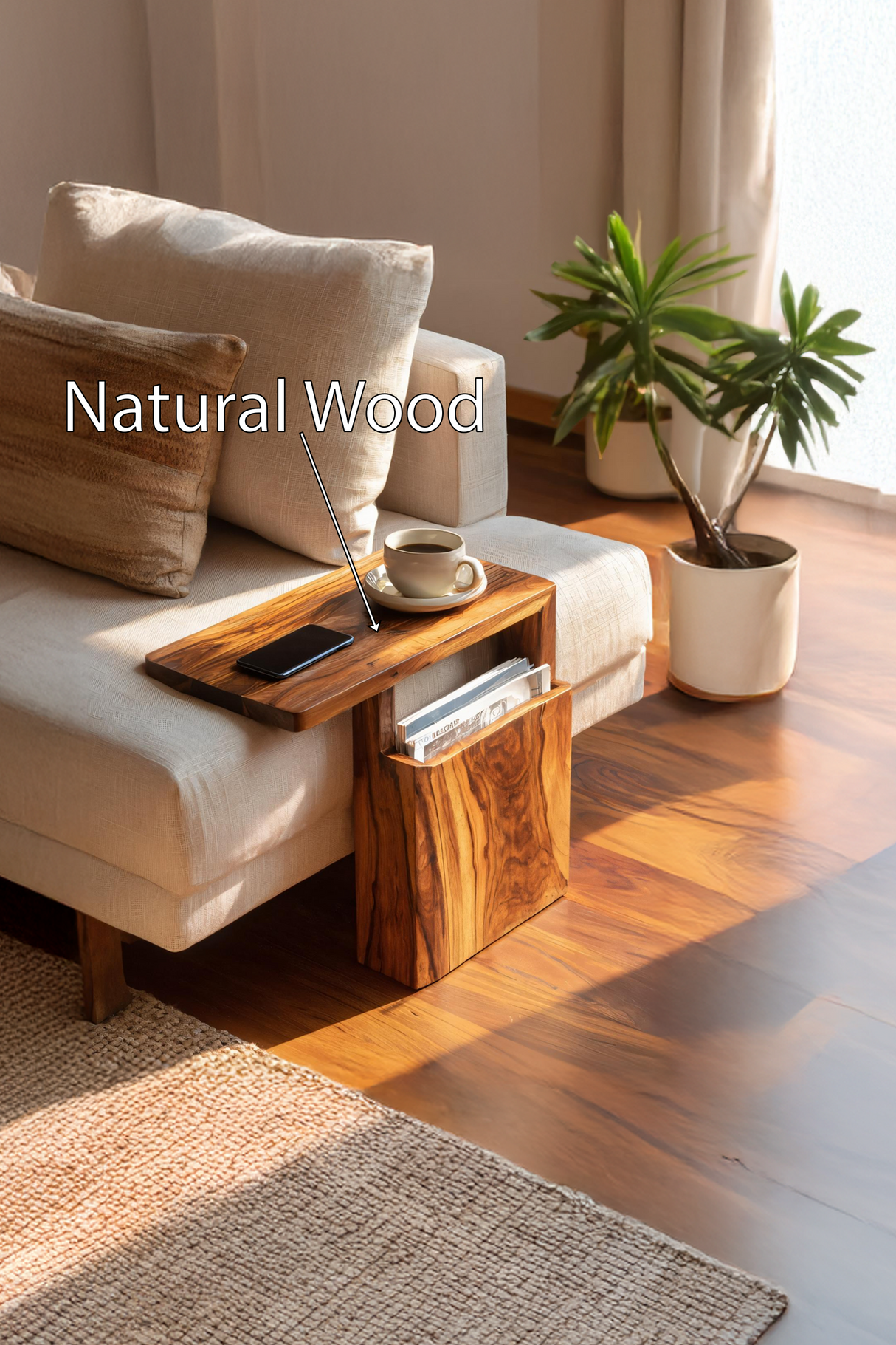 Rustic Wooden Armrest For Warm Living Room Design