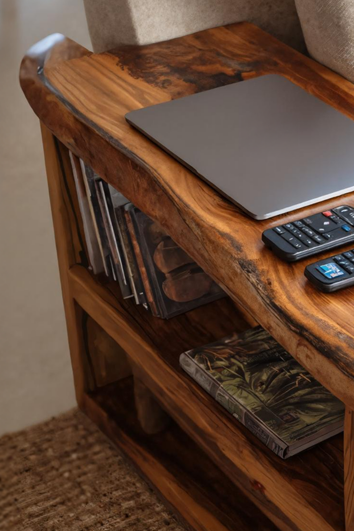 Farmhouse Live Edge Armrest For Sofa Decor Accent