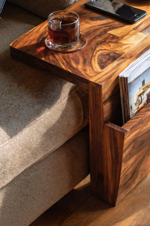 Live Edge Wooden Armrest For Elegant Sofa Decoration