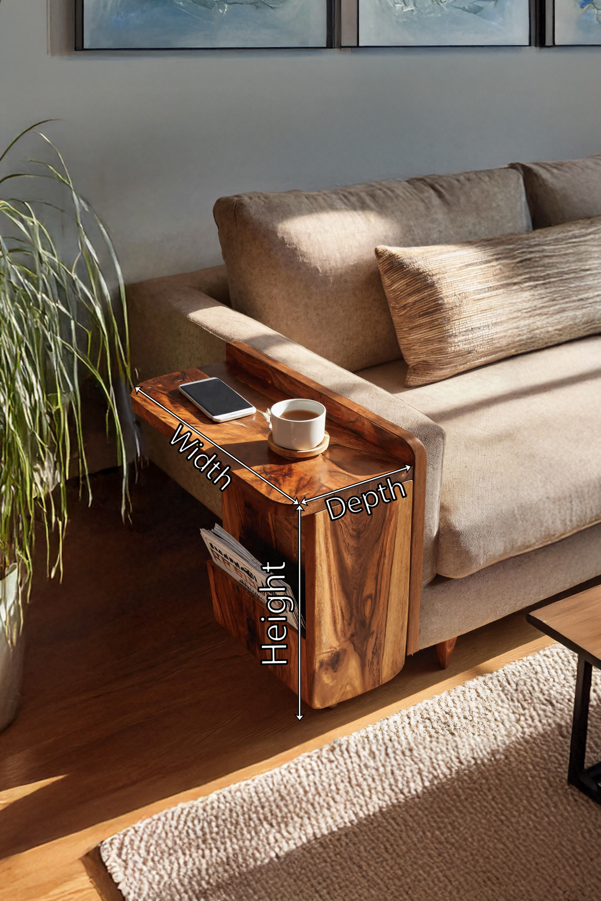 Handcrafted Solid Wood Side Table For Furniture Decor