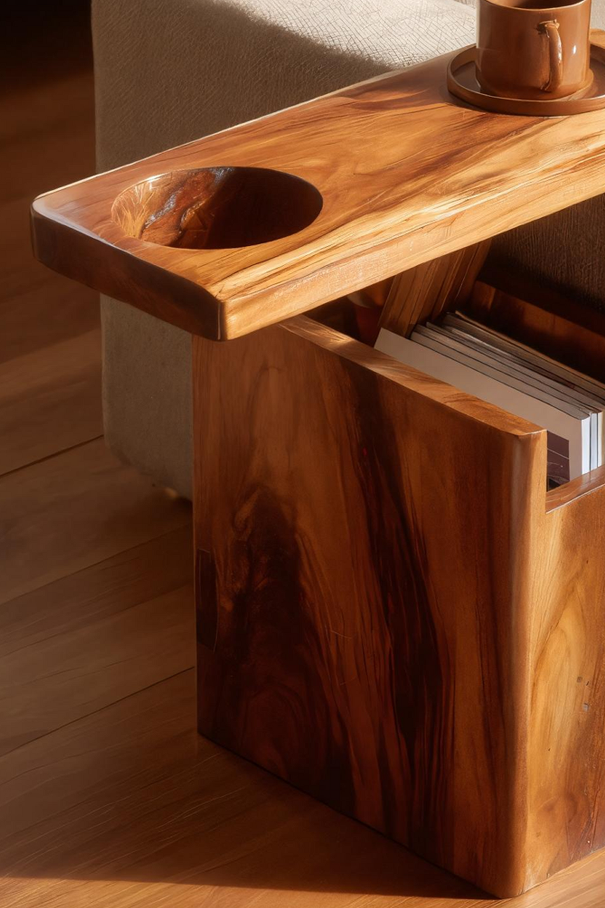 Solid Wood Live Edge Armrest For Sofa And Lounge Area