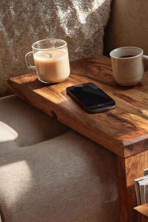 Handcrafted Wooden Armrest For Living Room Design