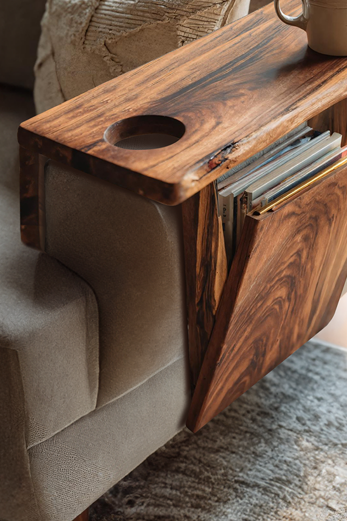 Farmhouse Wooden Armrest For Rustic Sofa Furniture