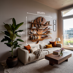 Modern Wooden Tropical Monstera Leaf Floating Bookshelf For Office