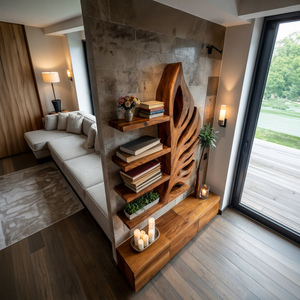 Nature Inspired Wooden Leaf Bookshelf For Modern Interior