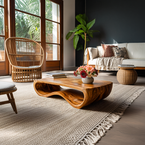 Handcrafted Wooden Coffee Table For Luxury Living Room
