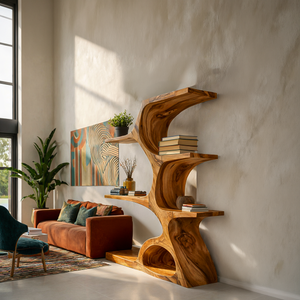 Artistic Curved Bookshelf For Contemporary Home