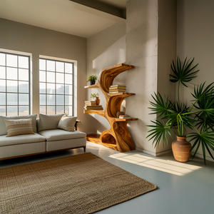 Artistic Curved Bookshelf For Contemporary Home