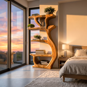 Modern Wooden Branch Tree Bookshelf For Living Room