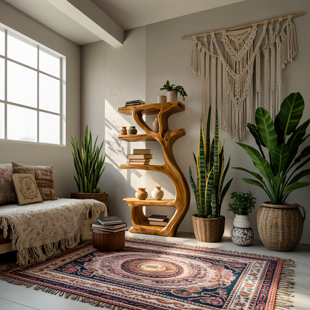 Modern Wooden Branch Tree Bookshelf For Living Room