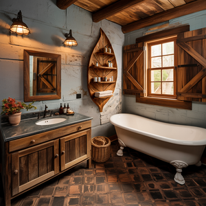 Artistic Wood Leaf Bathroom Shelf For Modern Spa Interior
