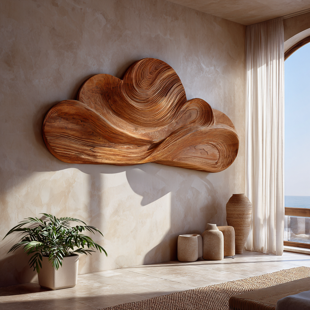 Organic Wooden Cloud Wall Art For Japandi Interior – ET Woodcrafts