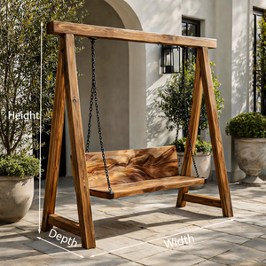 Organic Wood Swing With Backrest For Patio