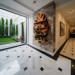 Wooden Tropical Leaf Wall Bookshelf For Living Room