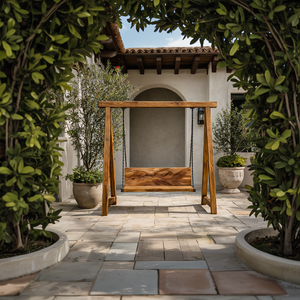 Organic Wood Swing With Backrest For Patio