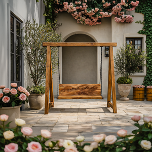 Organic Wood Swing With Backrest For Patio