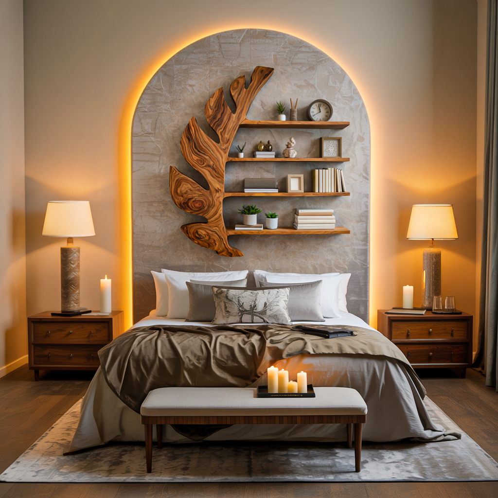 Organic Wooden Leaf Floating Bookshelf For Modern Home