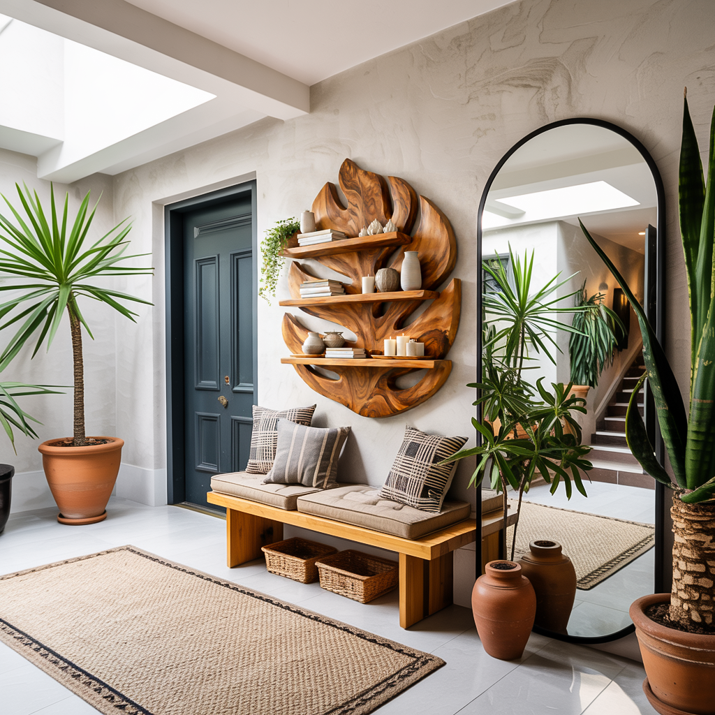 Monstera Leaf Wooden Bookshelf For Living Wall Decor