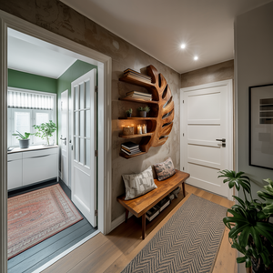 Sculptural Wood Monstera Leaf Bookshelf For Contemporary Interior