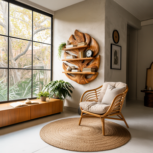 Monstera Leaf Wooden Bookshelf For Living Wall Decor