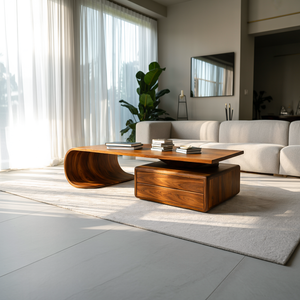 Minimalist Coffee Table With Drawer For Living Decor